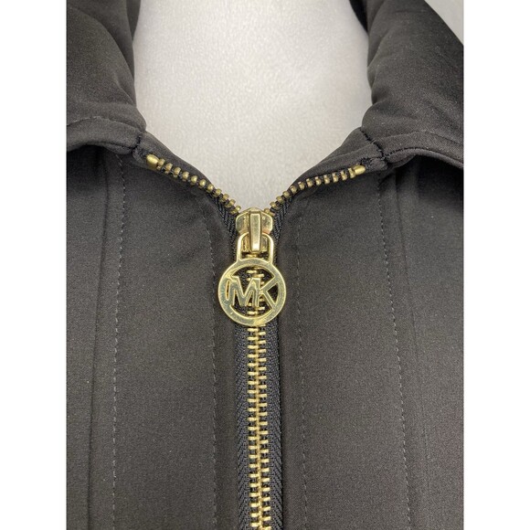Michael Kors Womens Size XL Black Full-Zip Jacket Pockets Long Sleeve Gold Logo - Picture 4 of 10